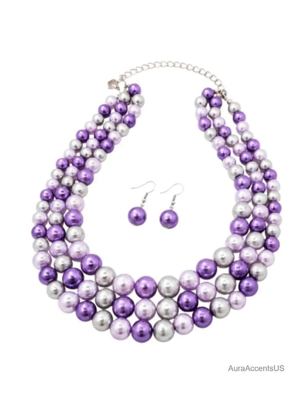 Multi-Strand Simulated Pearl Necklace & Earring Set